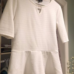 Cream color textured fitted mid sleeve